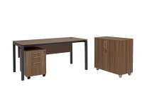 Schreibtisch Tetra, 180 cm x 80 cm x 75 cm, Nussbaum Dekor/anthrazit RAL 7016