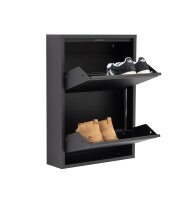 Schuhkipper Metall 50 x15 x70,5 cm, 2 Klappen, schwarz RAL 9005