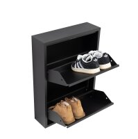Schuhkipper Metall 50 x15 x70,5 cm, 2 Klappen, schwarz RAL 9005