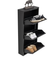 Schuhkipper Metall 50 x15 x103,5 cm, 3 Klappen, schwarz RAL 9005