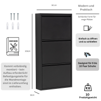 Schuhkipper, Metall 50 x15 x103,5 cm, schwarz RAL 9005