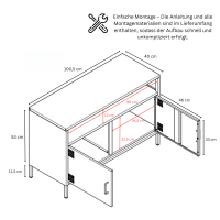 Metall Möbel Pera4, TV-Schrank 4 Regale - 100,5 x 40 x 64,5 cm Anthrazit