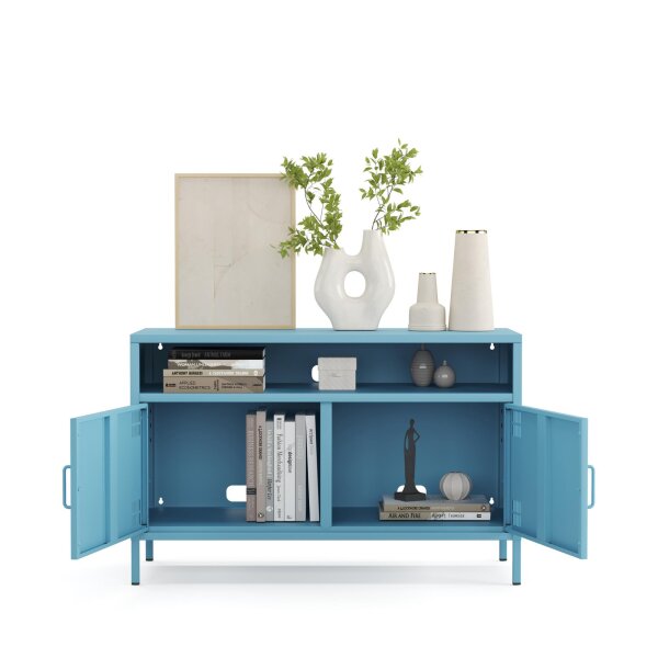 Metall Möbel Pera4, TV-Schrank 4 Regale - 100,5 x 40 x 64,5 cm Blau