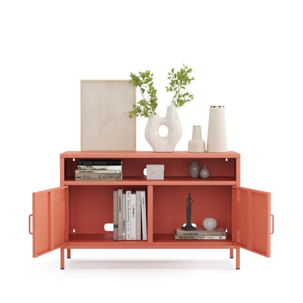 Metall Möbel Pera4, TV-Schrank 4 Regale - 100,5 x 40 x 64,5 cm Lachsfarben