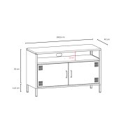 Metall Möbel Pera4, TV-Schrank 4 Regale - 100,5 x 40 x 64,5 cm Lachsfarben