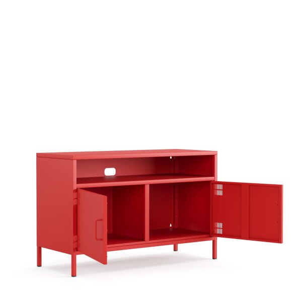 Metall Möbel Pera4, TV-Schrank 4 Regale - 100,5 x 40 x 64,5 cm Rot