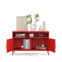 Metall Möbel Pera4, TV-Schrank 4 Regale - 100,5 x 40 x 64,5 cm Rot