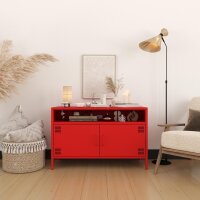 Metall Möbel Pera4, TV-Schrank 4 Regale - 100,5 x 40 x 64,5 cm Rot