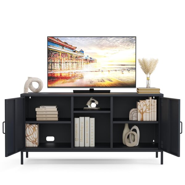 Metall Möbel Pera3, TV-Schrank 3 Regale - 130,5 x 40 x 64,5 cm Anthrazit