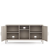 Metall Möbel Pera3, TV-Schrank 3 Regale - 130,5 x 40 x 64,5 cm Beige