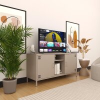 Metall Möbel Pera3, TV-Schrank 3 Regale - 130,5 x 40 x 64,5 cm Beige