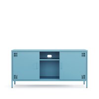Metall Möbel Pera3, TV-Schrank 3 Regale - 130,5 x 40 x 64,5 cm Blau