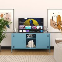 Metall Möbel Pera3, TV-Schrank 3 Regale - 130,5 x 40 x 64,5 cm Blau