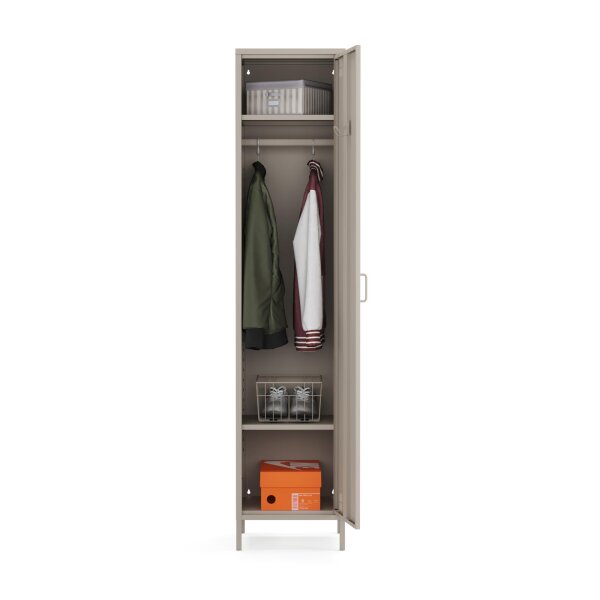 Metall Möbel Pera11, Kleiderschrank 1 Tür - 41,5 x 40 x 189,5 cm Beige