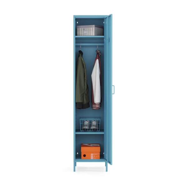 Metall Möbel Pera11, Kleiderschrank 1 Tür - 41,5 x 40 x 189,5 cm Blau