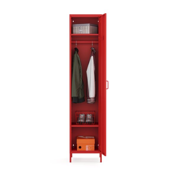 Metall Möbel Pera11, Kleiderschrank 1 Tür -  41,5 x 40 x 189,5 cm Rot