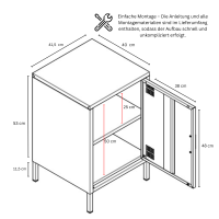Metall Möbel Pera2, Kommode / Nachtschrank - 41,5 x 40 x 64,5 cm Anthrazit