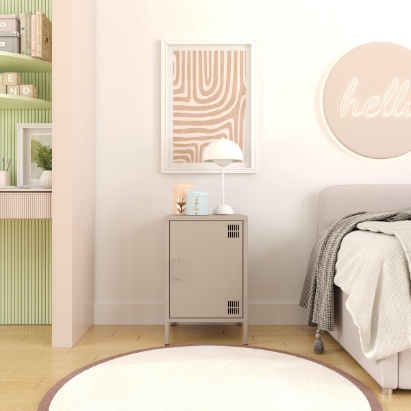Metall Möbel Pera2, Kommode / Nachtschrank - 41,5 x 40 x 64,5 cm Beige