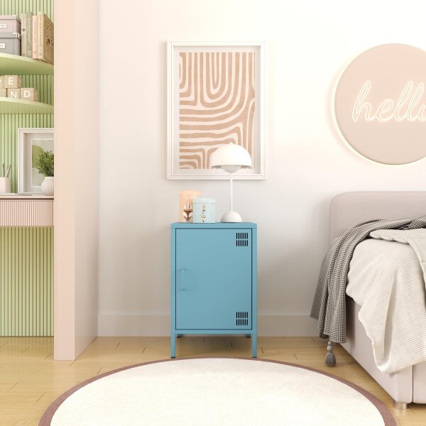 Metall Möbel Pera2, Kommode / Nachtschrank - 41,5 x 40 x 64,5 cm Blau