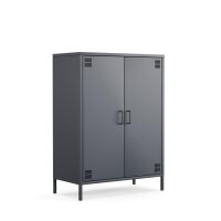 Metall Möbel Pera7, Sideboard 2 Türen - 80,5 x 40 x 109,5 cm Anthrazit