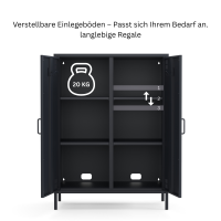 Metall Möbel Pera7, Sideboard 2 Türen - 80,5 x 40 x 109,5 cm Anthrazit