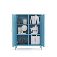 Metall Möbel Pera7, Sideboard 2 Türen -  80,5 x 40 x 109,5 cm Blau