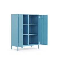 Metall Möbel Pera7, Sideboard 2 Türen -  80,5 x 40 x 109,5 cm Blau