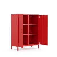 Metall Möbel Pera7, Sideboard 2 Türen -  80,5 x 40 x 109,5 cm Rot