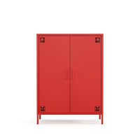 Metall Möbel Pera7, Sideboard 2 Türen -  80,5 x 40 x 109,5 cm Rot