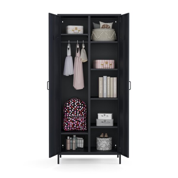 Metall Möbel Pera12, Kleiderschrank 2 Türen - 80,5 x 50 x 189,5 cm Anthrazit