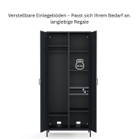 Metall Möbel Pera12, Kleiderschrank 2 Türen - 80,5 x 50 x 189,5 cm Anthrazit