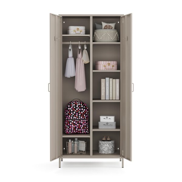 Metall Möbel Pera12, Kleiderschrank 2 Türen - 80,5 x 50 x 189,5 cm Beige