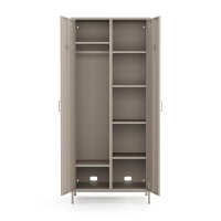 Metall Möbel Pera12, Kleiderschrank 2 Türen - 80,5 x 50 x 189,5 cm Beige