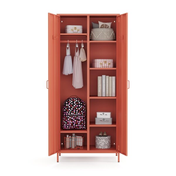 Metall Möbel Pera12, Kleiderschrank 2 Türen - 80,5 x 50 x 189,5 cm Lachsfarben