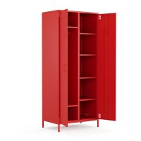 Metall Möbel Pera12, Kleiderschrank 2 Türen - 80,5 x 50 x 189,5 cm Rot