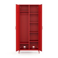 Metall Möbel Pera12, Kleiderschrank 2 Türen - 80,5 x 50 x 189,5 cm Rot
