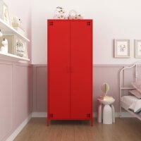 Metall Möbel Pera12, Kleiderschrank 2 Türen - 80,5 x 50 x 189,5 cm Rot