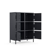 Metall Möbel Pera9, Sideboard 6 Türen - 80,5 x 40 x 109,5 cm Anthrazit