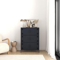Metall Möbel Pera9, Sideboard 6 Türen - 80,5 x 40 x 109,5 cm Anthrazit