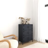 Metall Möbel Pera9, Sideboard 6 Türen - 80,5 x 40 x 109,5 cm Anthrazit