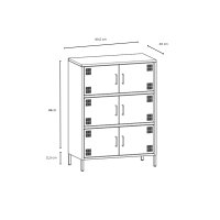 Metall Möbel Pera9, Sideboard 6 Türen - 80,5 x 40 x 109,5 cm Anthrazit