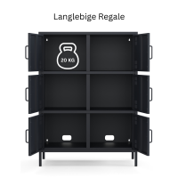 Metall Möbel Pera9, Sideboard 6 Türen - 80,5 x 40 x 109,5 cm Anthrazit