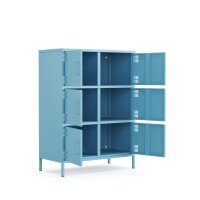 Metall Möbel Pera9, Sideboard 6 Türen - 80,5 x 40 x 109,5 cm Blau