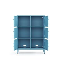 Metall Möbel Pera9, Sideboard 6 Türen - 80,5 x 40 x 109,5 cm Blau