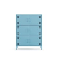 Metall Möbel Pera9, Sideboard 6 Türen - 80,5 x 40 x 109,5 cm Blau