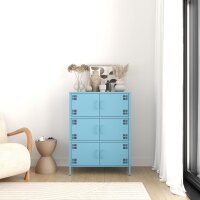Metall Möbel Pera9, Sideboard 6 Türen - 80,5 x 40 x 109,5 cm Blau