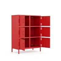 Metall Möbel Pera9, Sideboard 6 Türen - 80,5 x 40 x 109,5 cm Rot
