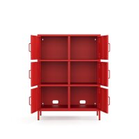 Metall Möbel Pera9, Sideboard 6 Türen - 80,5 x 40 x 109,5 cm Rot