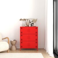 Metall Möbel Pera9, Sideboard 6 Türen - 80,5 x 40 x 109,5 cm Rot