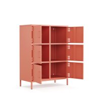 Metall Möbel Pera9, Sideboard 6 Türen - 80,5 x 40 x 109,5 cm Lachsfarben